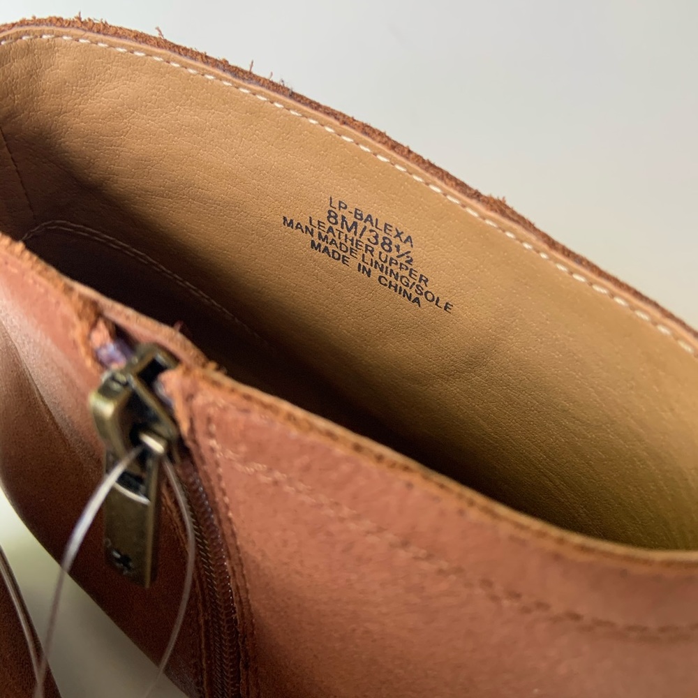 lucky brand balexa leather cognac ankle booties - Picture 5 of 9
